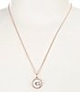 COACH Signature Mother of Pearl Coin Short Pendant Necklace, Color:Pearl/Rose Gold - Image 1