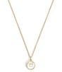 COACH Signature Mother of Pearl Coin Short Pendant Necklace, Color:Pearl/Gold - Image 1