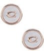 COACH Signature Mother Of Pearl Coin Stud Earrings, Color:Pearl/Rose Gold - Image 1