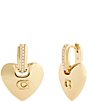 COACH Signature Puffy Heart Charm Drop Earrings, Color:Shiny Gold - Image 1