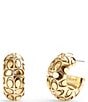 Color:Crystal/Gold - Image 1 - Signature Logo Quilted Crystal Chubby Huggie Hoop Earrings