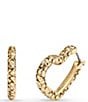 Color:Crystal/Gold - Image 1 - Signature Logo Quilted Crystal Heart Hoop Earrings
