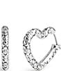 COACH Signature Logo Quilted Crystal Heart Hoop Earrings, Color:Silver - Image 1