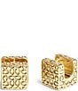 COACH Signature Quilted Cube Huggie Hoop Earrings, Color:Shiny Gold - Image 1