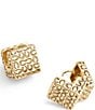 COACH Signature Quilted Cube Huggie Hoop Earrings, Color:Shiny Gold - Image 2