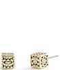 COACH Signature Quilted Cube Stud Earrings, Color:Shiny Gold - Image 1