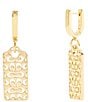 COACH Signature Quilted Cut-Out Hangtag Charm Huggie Hoop Earrings, Color:Shiny Gold - Image 1