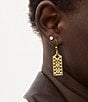 COACH Signature Quilted Cut-Out Hangtag Charm Huggie Hoop Earrings, Color:Shiny Gold - Image 3