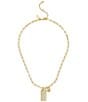 COACH Signature Quilted Cut-Out Hangtag Short Pendant Necklace, Color:Shiny Gold - Image 2
