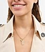 COACH Signature Quilted Cut-Out Hangtag Short Pendant Necklace, Color:Shiny Gold - Image 3
