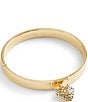 Color:Crystal/Gold - Image 1 - Signature Logo Quilted Heart Crystal Bangle Bracelet
