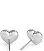 COACH Signature Logo Quilted Heart Crystal Stud Earrings, Color:Silver - Image 2