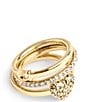 COACH Signature Logo Quilted Crystal Heart Ring Set - Image 1