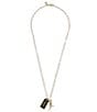 Color:Black/Gold - Image 2 - Signature Tag and Dinosaur Charm Long Pendant Necklace
