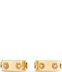 COACH Signature Tea Rose Enamel Huggie Hoop Earrings, Color:Gold - Image 2