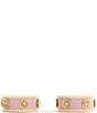 COACH Signature Tea Rose Enamel Huggie Hoop Earrings, Color:Pink/Gold - Image 2