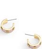 COACH Signature Tea Rose Enamel Huggie Hoop Earrings, Color:Pink/Gold - Image 3