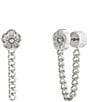 COACH Signature Tea Rose Front Back Earrings, Color:Silver - Image 1
