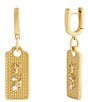 COACH Signature Textured Hangtag Charm Huggie Hoop Drop Earrings - Image 1