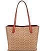 Color:Tan Rust/Brass - Image 2 - Signature Logo Willow Canvas and Leather Tote Bag