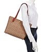 Color:Tan Rust/Brass - Image 4 - Signature Logo Willow Canvas and Leather Tote Bag