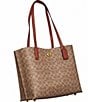 COACH Signature Logo Willow Canvas and Leather Tote Bag, Color:Tan Rust/Brass - Image 5