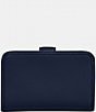 Color:Deep Blue - Image 2 - Silver Hardware Tabby Logo Closure Medium Leather Wallet