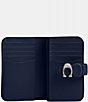 Color:Deep Blue - Image 3 - Silver Hardware Tabby Logo Closure Medium Leather Wallet