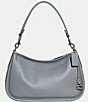Color:Light Grey Blue - Image 1 - Silver Metal Cary Pebble Leather Shoulder Crossbody Bag