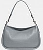 Color:Light Grey Blue - Image 2 - Silver Metal Cary Pebble Leather Shoulder Crossbody Bag