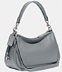 Color:Light Grey Blue - Image 4 - Silver Metal Cary Pebble Leather Shoulder Crossbody Bag