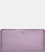 Color:Soft Purple - Image 1 - Silver Tone Smooth Leather Skinny Wallet