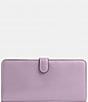 Color:Soft Purple - Image 2 - Silver Tone Smooth Leather Skinny Wallet