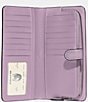 Color:Soft Purple - Image 3 - Silver Tone Smooth Leather Skinny Wallet