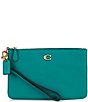 Color:Bright Green - Image 1 - Small Polished Pebble Leather Wristlet