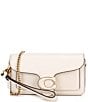 Color:Chalk - Image 1 - Solid Polished Pebble Tabby Convertible Gold Chain Wristlet Crossbody Bag