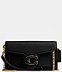 Color:Black/Brass - Image 1 - Solid Polished Pebble Tabby Convertible Gold Chain Wristlet Crossbody Bag