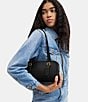 COACH Swing Zip Buckle Detail Satchel Bag, Color:Black - Image 6