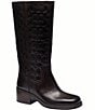 COACH Tall Signature Leather Block Heel Boots - Image 1