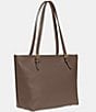 Color:Dark Stone - Image 2 - Taylor Pebbled Leather Gold Tone Tote Bag