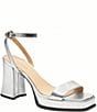 COACH Tea Rose Metallic Leather Ankle Strap Platform Sandals - Image 1