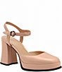 COACH Tea Rose Patent Leather Ankle Strap Block Heel Pumps - Image 1