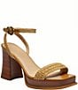 COACH Tea Rose Raffia Platform Block Heel Sandals - Image 5