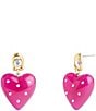 COACH Vintage Charms Signature Puffy Heart Drop Earrings, Color:Pink/Gold - Image 1