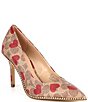 Color:Electric Red - Image 1 - Waverly Logo Heart Printed Ball Chain Detail Pumps