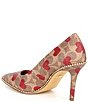 Color:Electric Red - Image 3 - Waverly Logo Heart Printed Ball Chain Detail Pumps