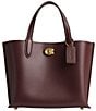 COACH Willow 24 Pebbled Leather Tote Bag, Color:Merlot - Image 1