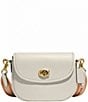 COACH Willow Pebble Leather Gold Hardware Saddle Shoulder Bag, Color:Chalk - Image 1