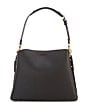 Color:Black/Brass - Image 2 - Willow Pebble Leather Shoulder Bag