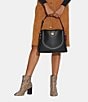 Color:Black/Brass - Image 5 - Willow Pebble Leather Shoulder Bag